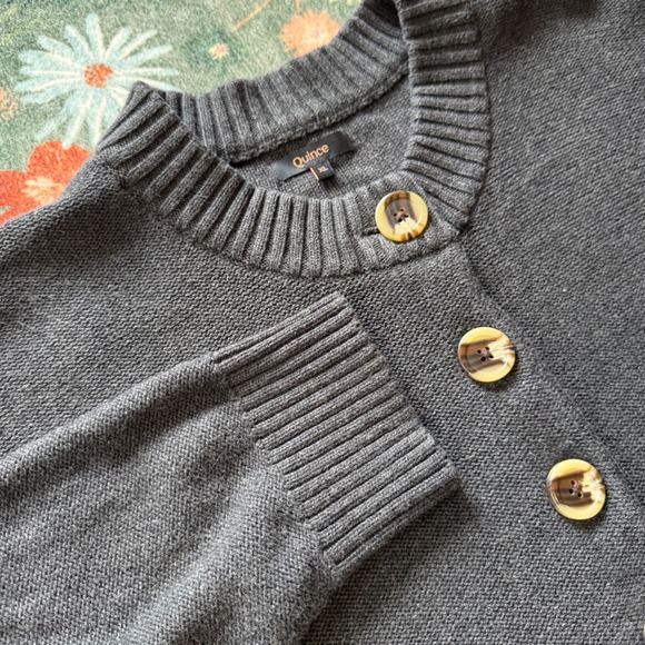 Quince Sweaters - Quince 100% Organic Cotton Cropped Cardigan Charcoal Gray XL